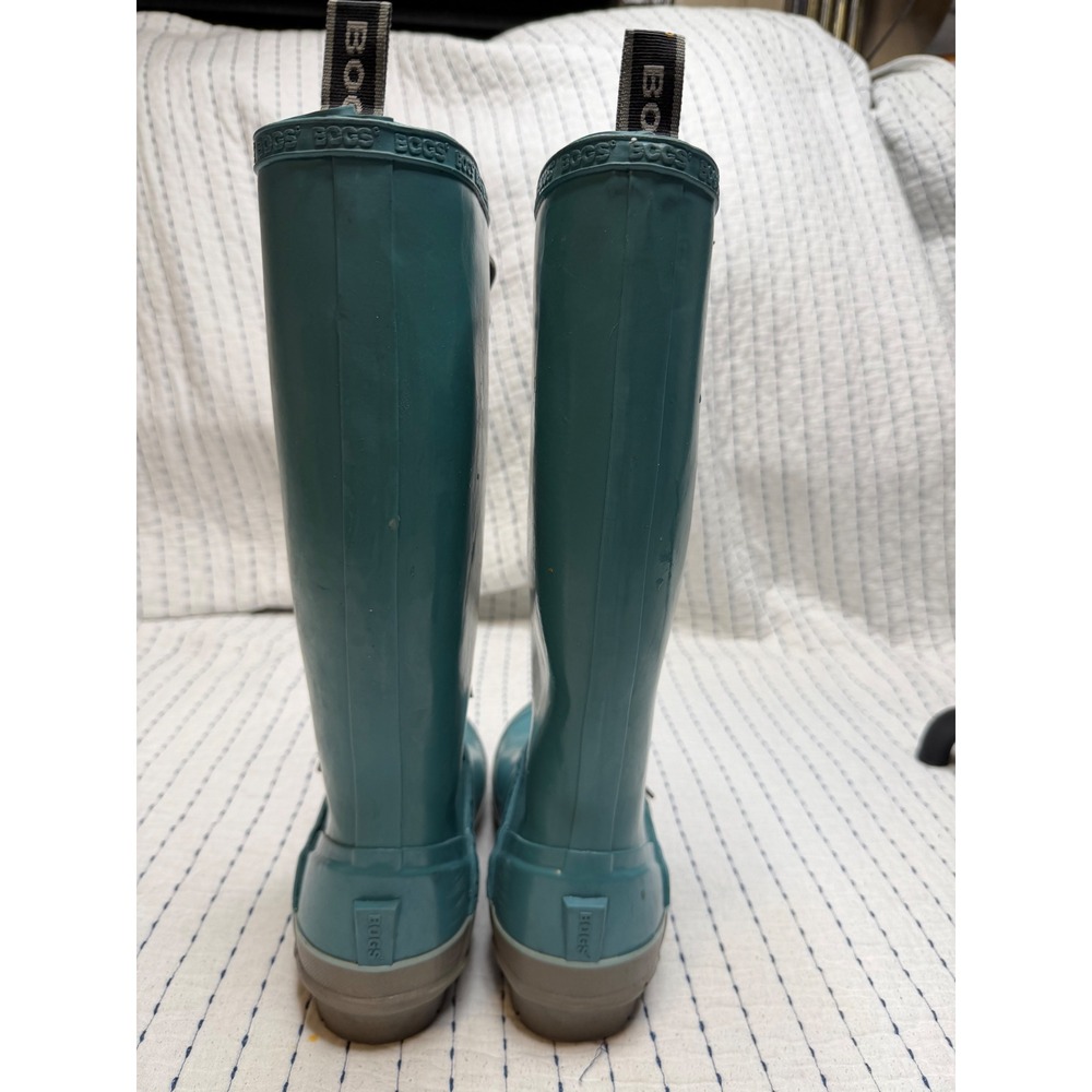 Bogs Womens Teal Blue Waterproof Lace Up Tall Rain Boots Rubber Outdoor Shoes - Picture 2 of 9